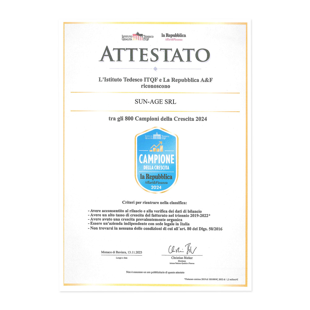 attestato sun age.campioni italia